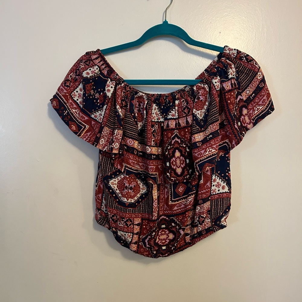 Hollister red off the shoulder crop top